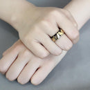 Gold Band Ring TK3609 Gold+ Black - Stainless Steel Ring