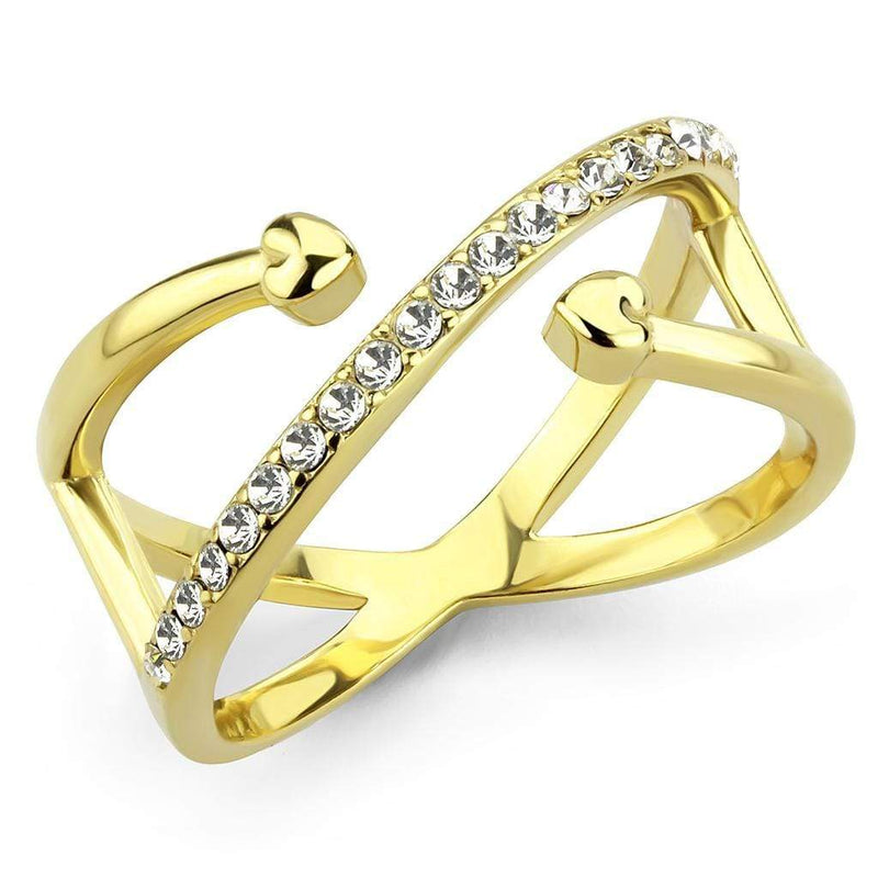 Gold Band Ring TK3625 Gold - Stainless Steel Ring with Top Grade Crystal