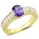 Gold Band Ring TK3641 Gold - Stainless Steel Ring with CZ in Tanzanite