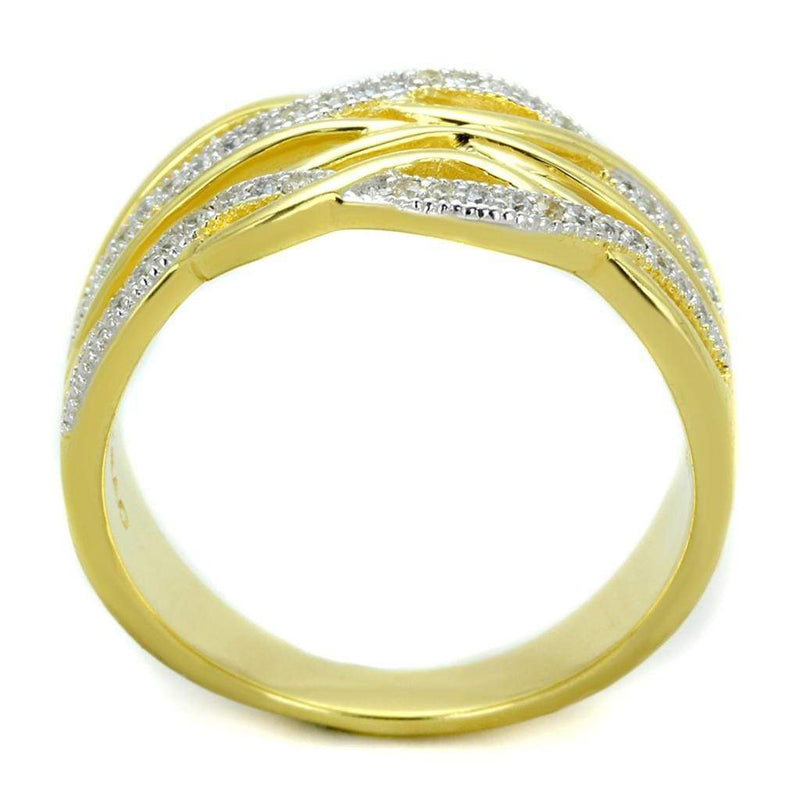 Gold Engagement Rings TS253 Gold+Rhodium 925 Sterling Silver Ring with CZ