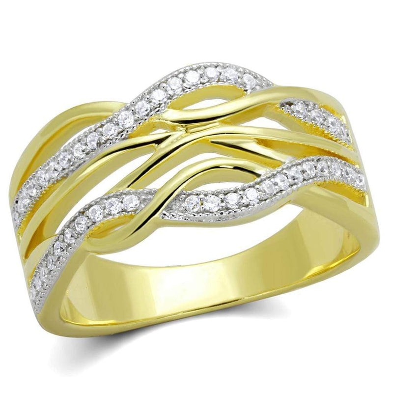 Gold Engagement Rings TS253 Gold+Rhodium 925 Sterling Silver Ring with CZ