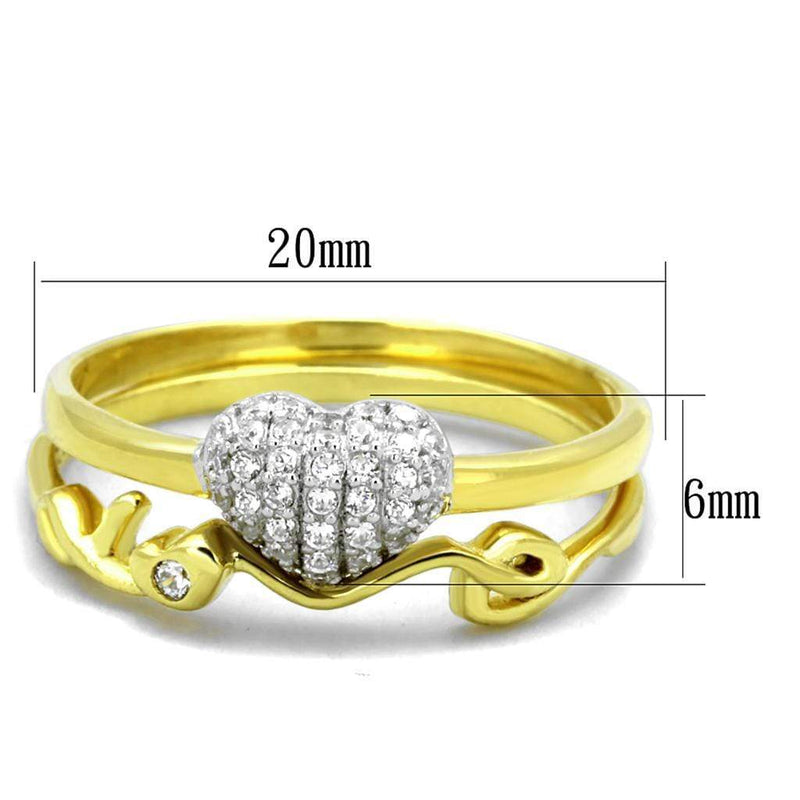 Gold Engagement Rings TS311 Gold+Rhodium 925 Sterling Silver Ring with CZ