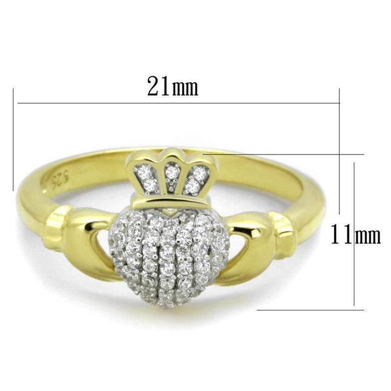 Gold Engagement Rings TS342 Gold+Rhodium 925 Sterling Silver Ring with CZ