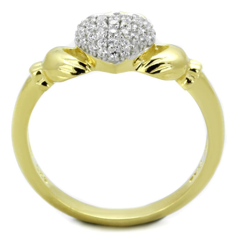 Gold Engagement Rings TS342 Gold+Rhodium 925 Sterling Silver Ring with CZ