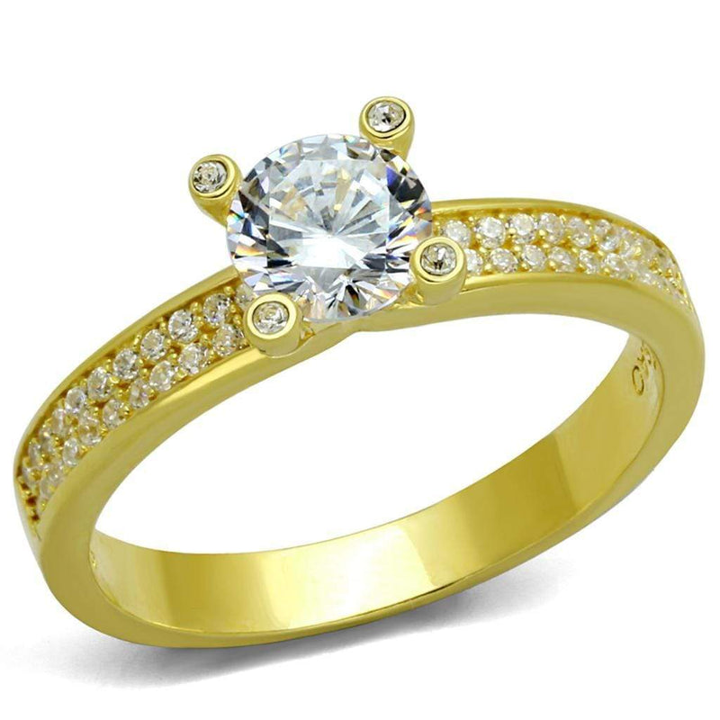 Gold Engagement Rings TS474 Gold 925 Sterling Silver Ring with CZ