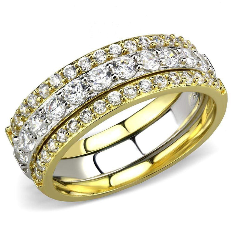 Gold Engagement Rings TS568 Gold+Rhodium 925 Sterling Silver Ring with CZ