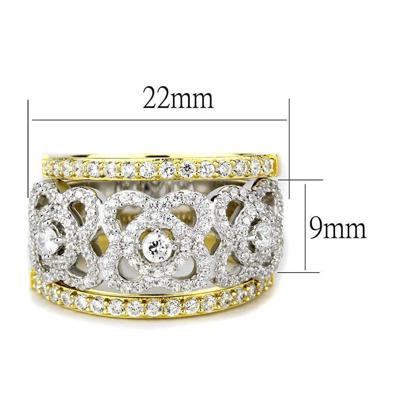 Gold Engagement Rings TS569 Gold+Rhodium 925 Sterling Silver Ring with CZ