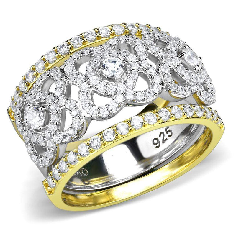 Gold Engagement Rings TS569 Gold+Rhodium 925 Sterling Silver Ring with CZ