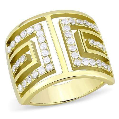 Silver Jewelry Rings Gold Nugget Ring TK3238 Gold - Stainless Steel Ring with AAA Grade CZ Alamode Fashion Jewelry Outlet