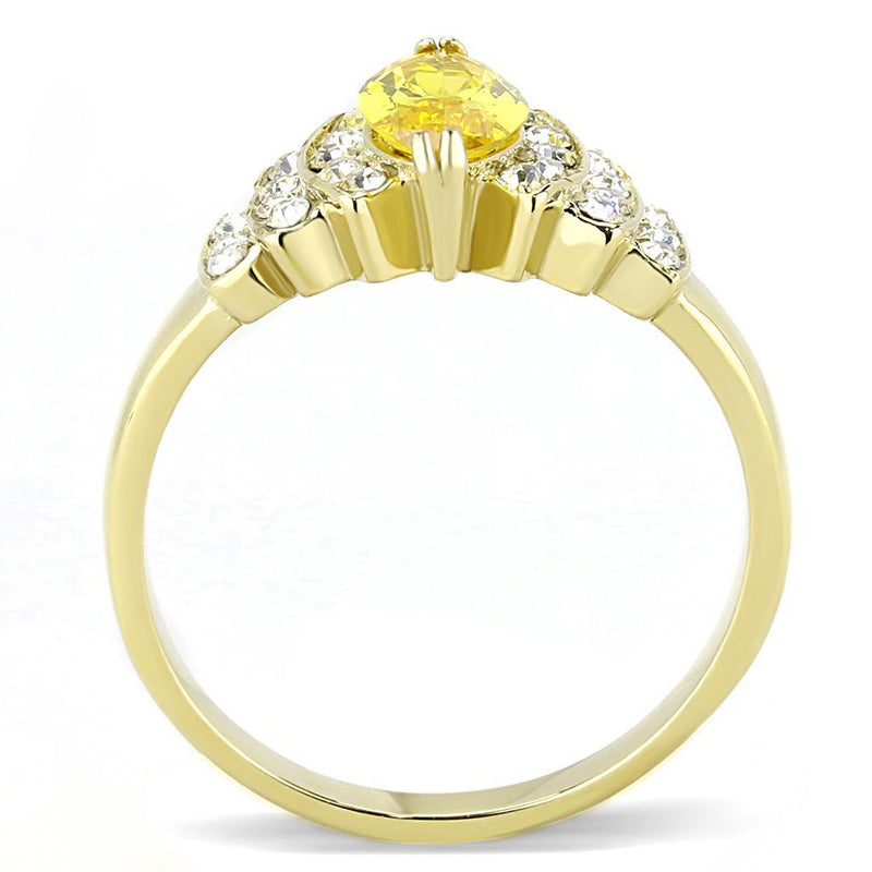 Silver Jewelry Rings Gold Nugget Ring TK3239 Gold - Stainless Steel Ring with AAA Grade CZ Alamode Fashion Jewelry Outlet