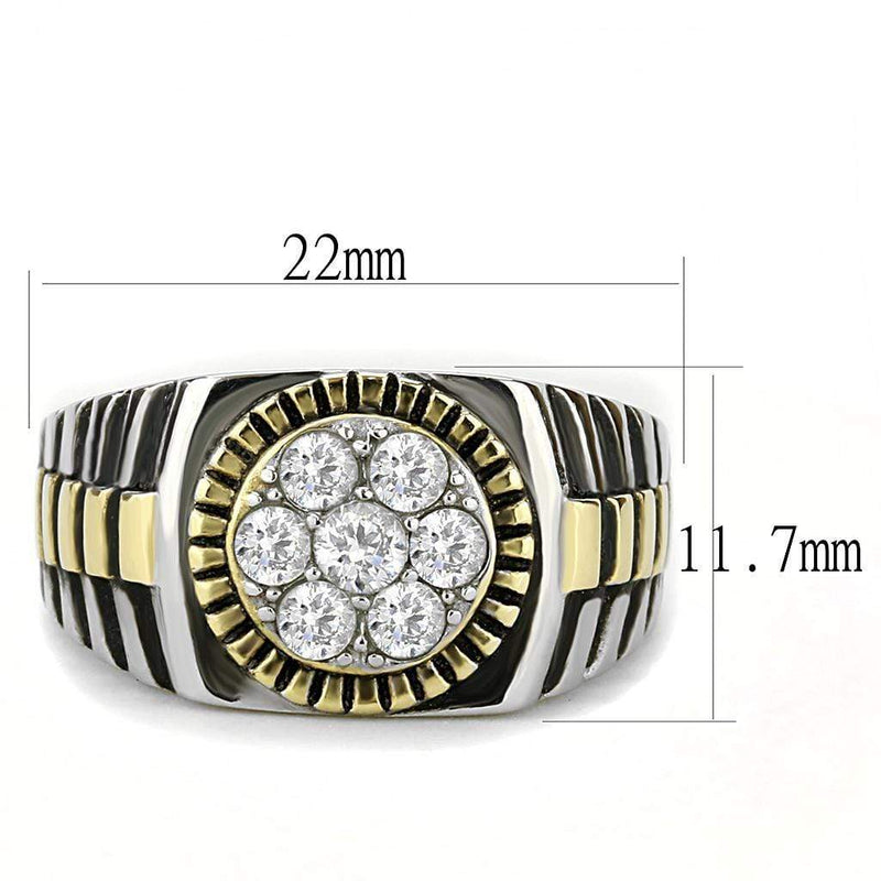 Gold Nugget Ring TK3240 Two-Tone Gold - Stainless Steel Ring with CZ