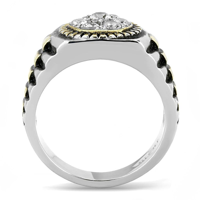 Silver Jewelry Rings Gold Nugget Ring TK3240 Two-Tone Gold - Stainless Steel Ring with CZ Alamode Fashion Jewelry Outlet