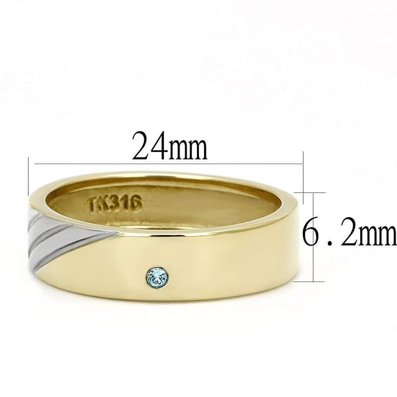 Silver Jewelry Rings Gold Nugget Ring TK3267 Two-Tone Gold - Stainless Steel Ring with Crystal Alamode Fashion Jewelry Outlet