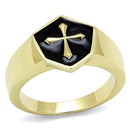 Gold Nugget Ring TK3268 Gold - Stainless Steel Ring with Epoxy in Jet