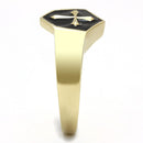 Silver Jewelry Rings Gold Nugget Ring TK3268 Gold - Stainless Steel Ring with Epoxy in Jet Alamode Fashion Jewelry Outlet