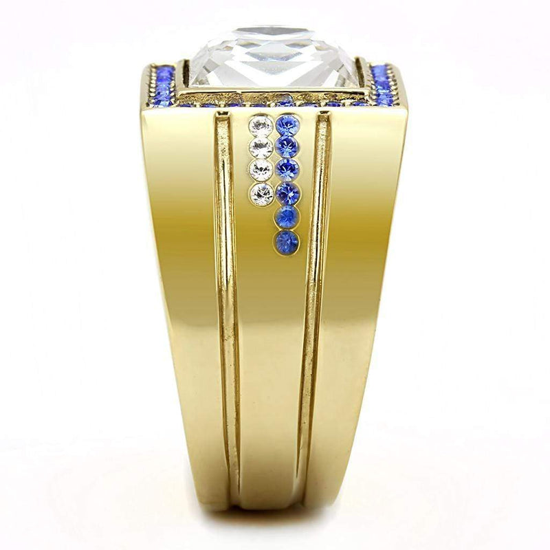 Silver Jewelry Rings Gold Nugget Ring TK3269 Gold - Stainless Steel Ring with Top Grade Crystal Alamode Fashion Jewelry Outlet