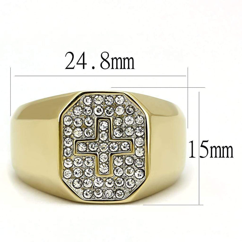 Gold Nugget Ring TK3270 Two-Tone Gold - Stainless Steel Ring with Crystal