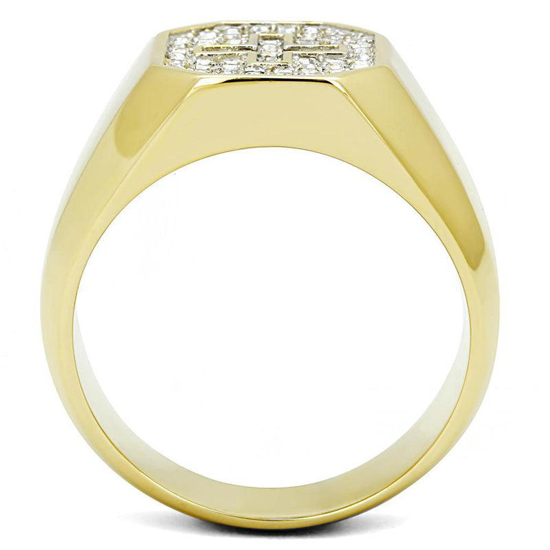 Gold Nugget Ring TK3270 Two-Tone Gold - Stainless Steel Ring with Crystal