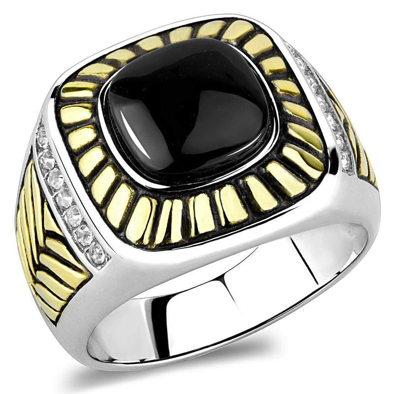 Gold Nugget Ring TK3294 Two-Tone Gold - Stainless Steel Ring with Synthetic