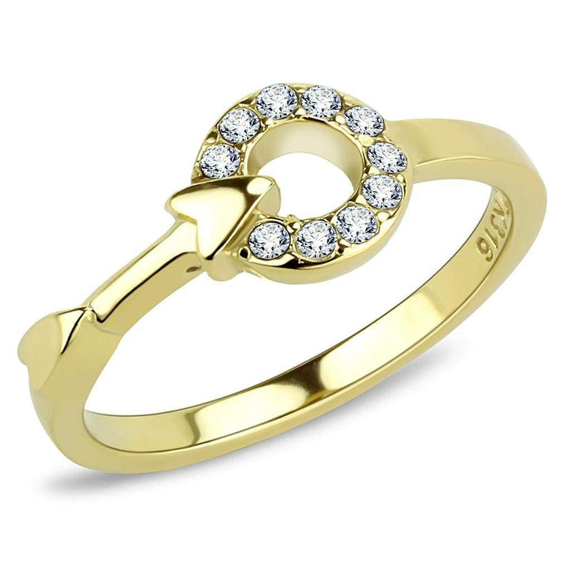 Gold Nugget Ring TK3439 Gold - Stainless Steel Ring with Top Grade Crystal