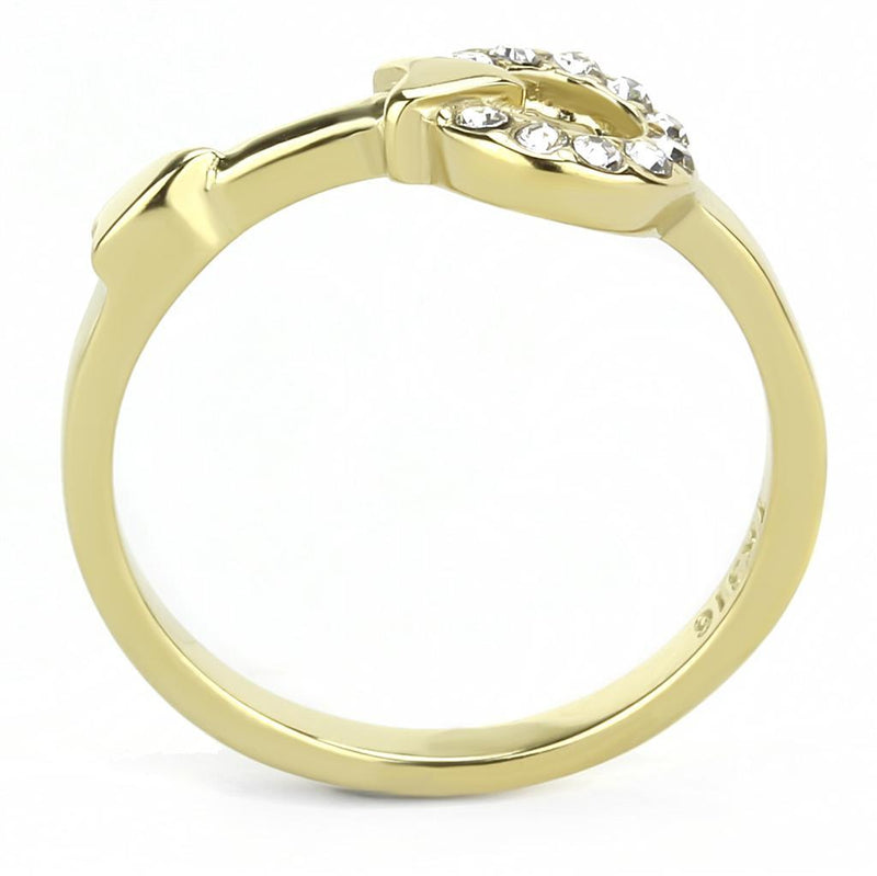 Gold Nugget Ring TK3439 Gold - Stainless Steel Ring with Top Grade Crystal