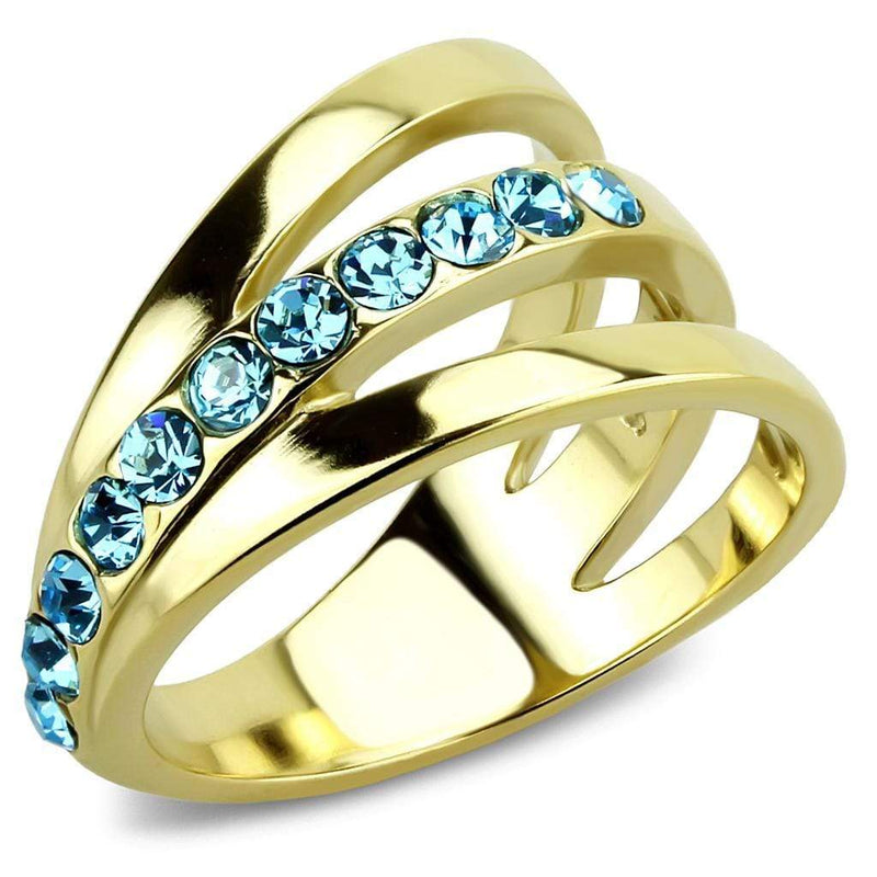 Gold Nugget Ring TK3441 Gold - Stainless Steel Ring with Top Grade Crystal