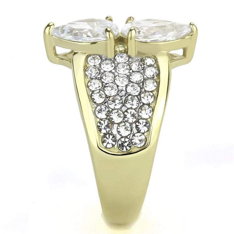 Gold Nugget Ring TK3442 Two-Tone Gold - Stainless Steel Ring with CZ