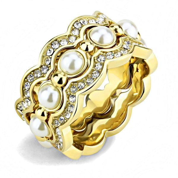 Gold Nugget Ring TK3520 Gold - Stainless Steel Ring with Synthetic