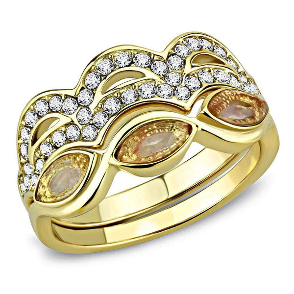 Silver Jewelry Rings Gold Nugget Ring TK3521 Gold - Stainless Steel Ring in Light Peach Alamode Fashion Jewelry Outlet