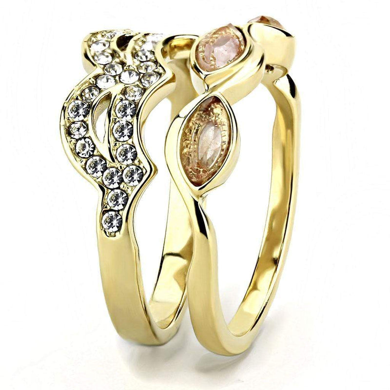 Gold Nugget Ring TK3521 Gold - Stainless Steel Ring in Light Peach