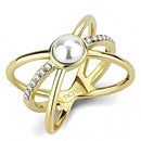 Silver Jewelry Rings Gold Nugget Ring TK3522 Gold - Stainless Steel Ring with Synthetic Alamode Fashion Jewelry Outlet