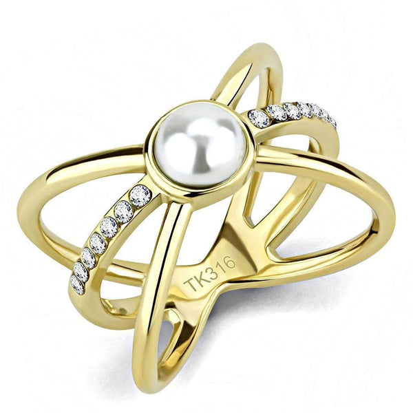 Silver Jewelry Rings Gold Nugget Ring TK3522 Gold - Stainless Steel Ring with Synthetic Alamode Fashion Jewelry Outlet