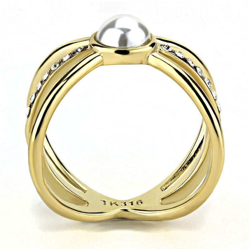 Gold Nugget Ring TK3522 Gold - Stainless Steel Ring with Synthetic