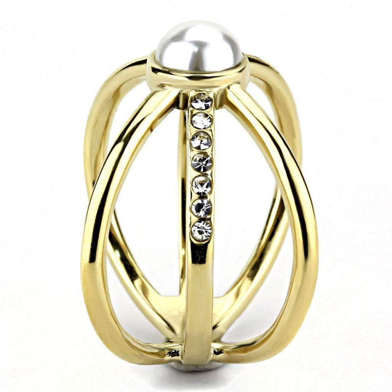 Gold Nugget Ring TK3522 Gold - Stainless Steel Ring with Synthetic