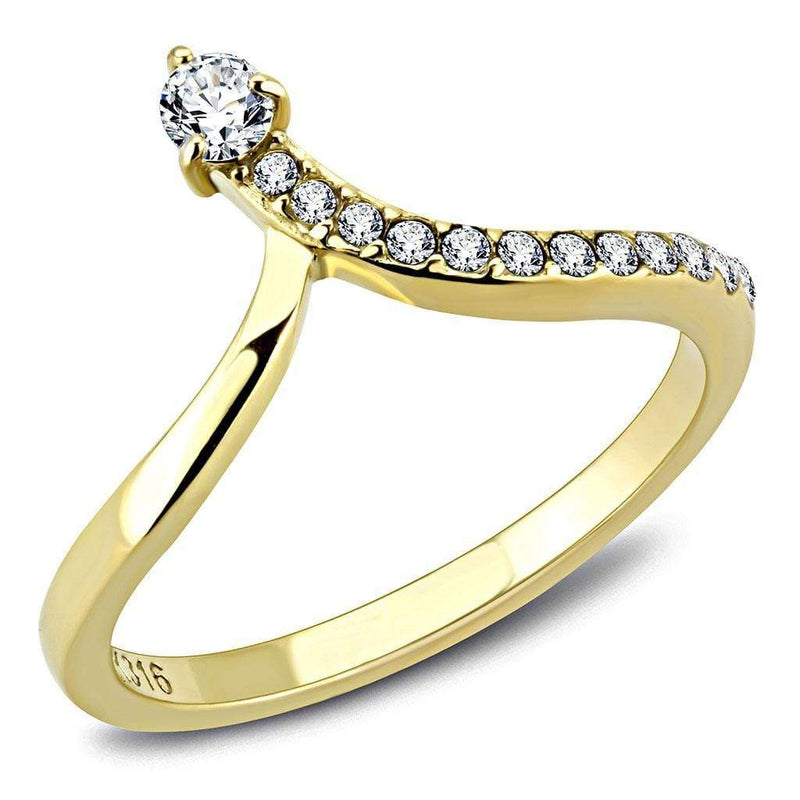 Gold Nugget Ring TK3524 Gold - Stainless Steel Ring with AAA Grade CZ