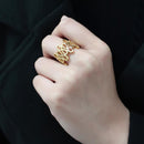 Gold Nugget Ring TK3569 Gold - Stainless Steel Ring