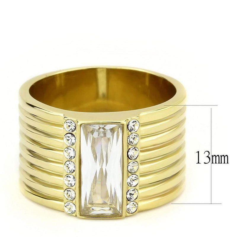 Gold Nugget Ring TK3581 Gold - Stainless Steel Ring with AAA Grade CZ