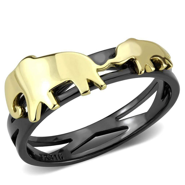 Gold Nugget Ring TK3582 Gold+ Black - Stainless Steel Ring