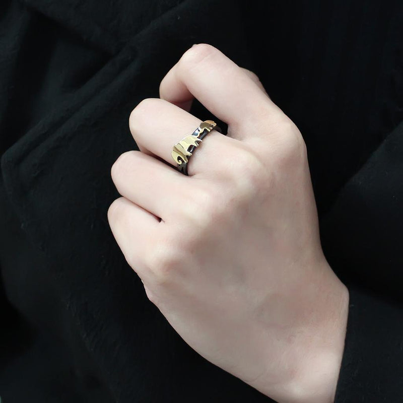 Gold Nugget Ring TK3582 Gold+ Black - Stainless Steel Ring