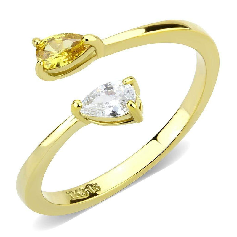 Gold Nugget Ring TK3586 Gold - Stainless Steel Ring with AAA Grade CZ