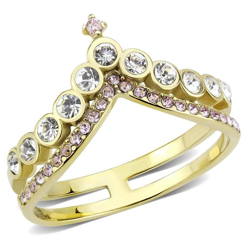 Gold Nugget Ring TK3587 Gold - Stainless Steel Ring with AAA Grade CZ