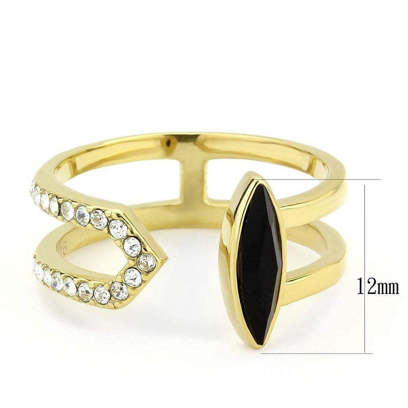 Silver Jewelry Rings Gold Nugget Ring TK3591 Gold - Stainless Steel Ring with Top Grade Crystal Alamode Fashion Jewelry Outlet