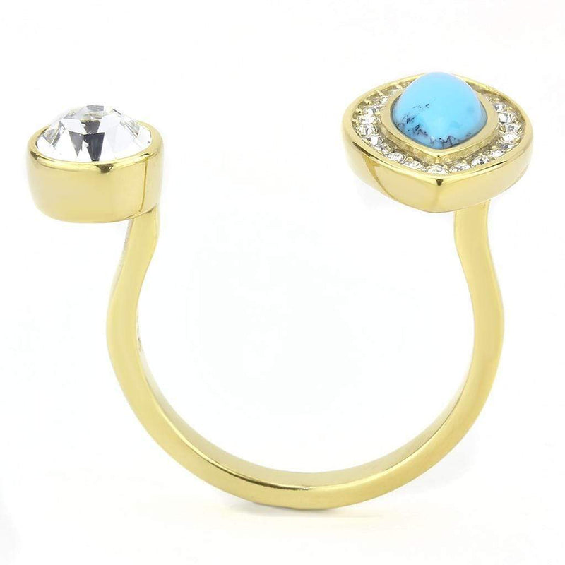 Gold Nugget Ring TK3592 Gold - Stainless Steel Ring with Synthetic