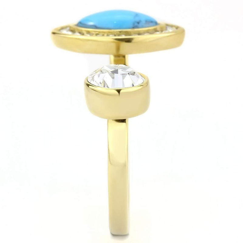 Gold Nugget Ring TK3592 Gold - Stainless Steel Ring with Synthetic