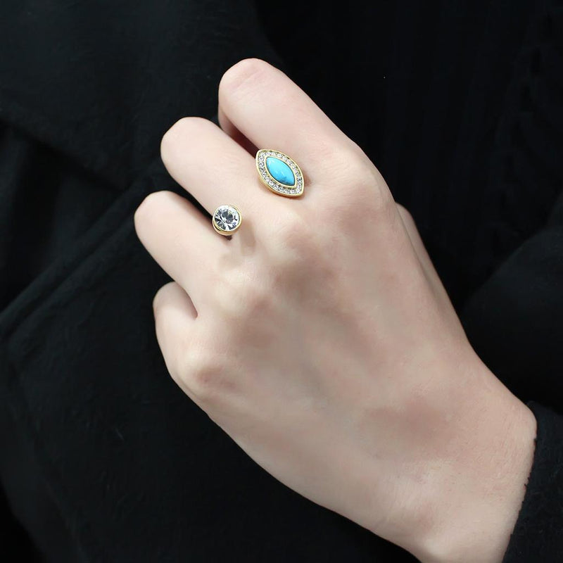 Gold Nugget Ring TK3592 Gold - Stainless Steel Ring with Synthetic