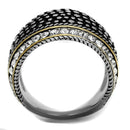 Gold Pinky Ring TK2369 Two-Tone Gold - Stainless Steel Ring with Crystal