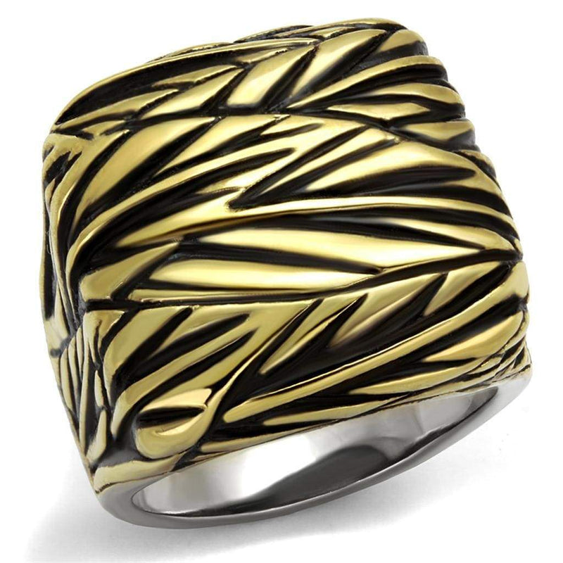 Silver Jewelry Rings Gold Pinky Ring TK2370 Two-Tone Gold - Stainless Steel Ring with Epoxy Alamode Fashion Jewelry Outlet