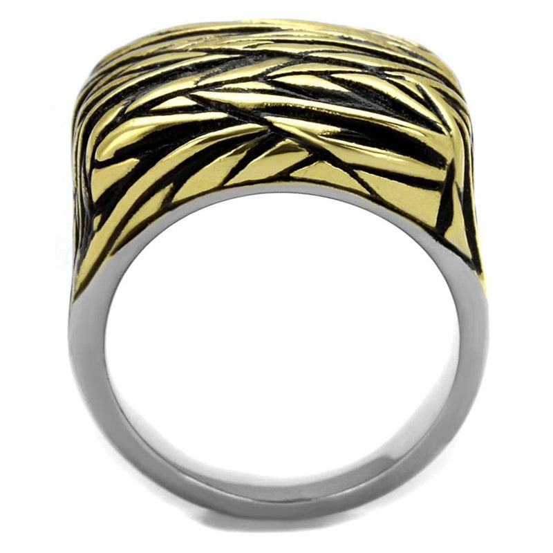 Silver Jewelry Rings Gold Pinky Ring TK2370 Two-Tone Gold - Stainless Steel Ring with Epoxy Alamode Fashion Jewelry Outlet