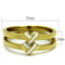 Silver Jewelry Rings Gold Pinky Ring TK2494 Gold - Stainless Steel Ring with Epoxy in White Alamode Fashion Jewelry Outlet