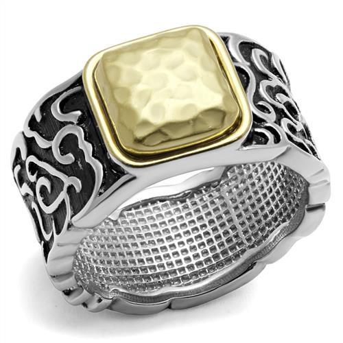 Gold Pinky Ring TK2509 Two-Tone Gold - Stainless Steel Ring with Epoxy